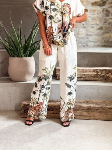 Pantalon à motif "Savane" - Ecru