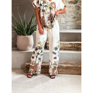Pantalon à motif "Savane" - Ecru