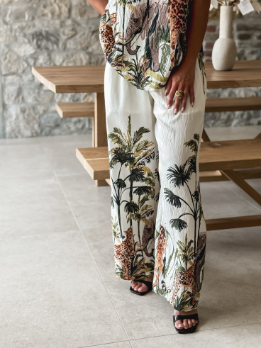 Pantalon à motif "Savane" - Ecru
