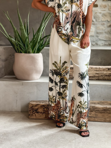 Pantalon à motif "Savane" - Ecru