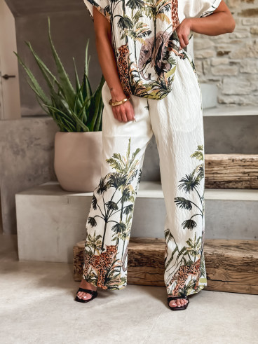 Pantalon à motif "Savane" - Ecru