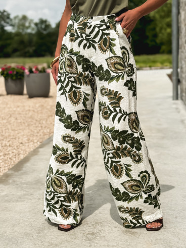 Pantalon à motifs Maoko - Blanc/Kaki
