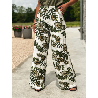 Pantalon à motifs Maoko - Blanc/Kaki