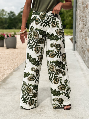 Pantalon à motifs Maoko - Blanc/Kaki