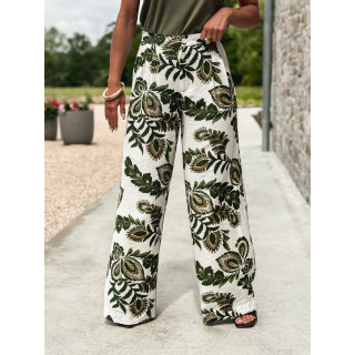 Pantalon à motifs Maoko - Blanc/Kaki