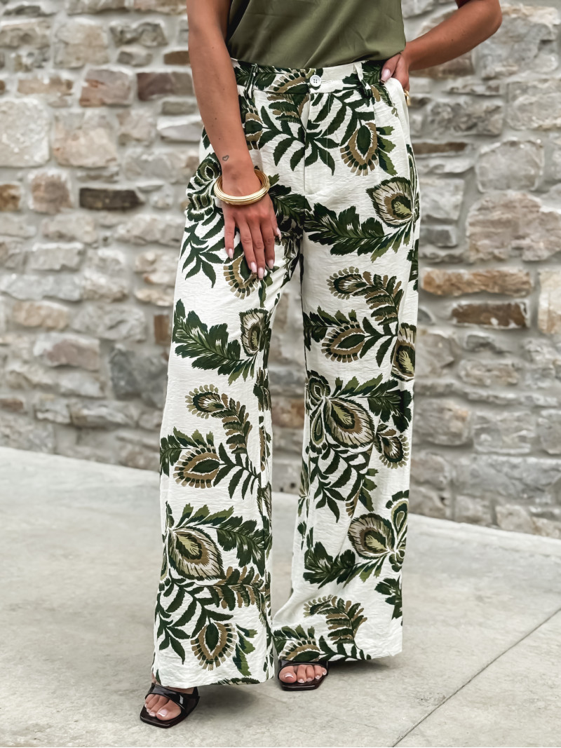 Pantalon à motifs Maoko - Blanc/Kaki