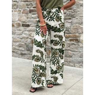 Pantalon à motifs Maoko - Blanc/Kaki