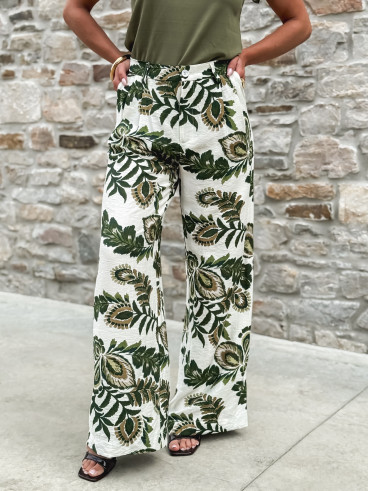 Pantalon à motifs Maoko - Blanc/Kaki