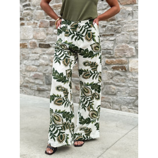 Pantalon à motifs Maoko - Blanc/Kaki