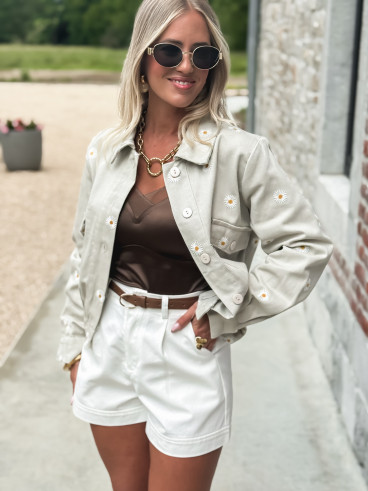 Veste à fleurs Solène - Greige