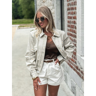 Veste à fleurs Solène - Greige