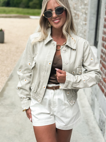 Veste à fleurs Solène - Greige