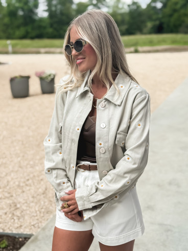 Veste à fleurs Solène - Greige