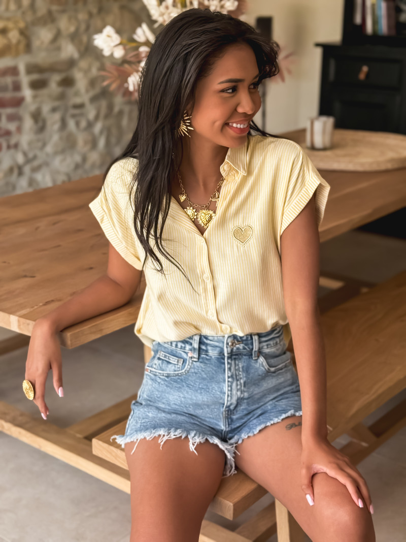 Chemise lignée Apauline - Jaune/Blanc