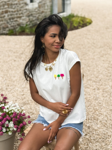 T-shirt "Ice Cream" - Blanc