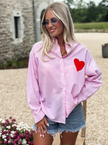 Chemise lignée Ciera - Rose/Blanc