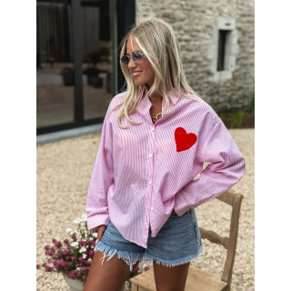 Chemise lignée Ciera - Rose/Blanc