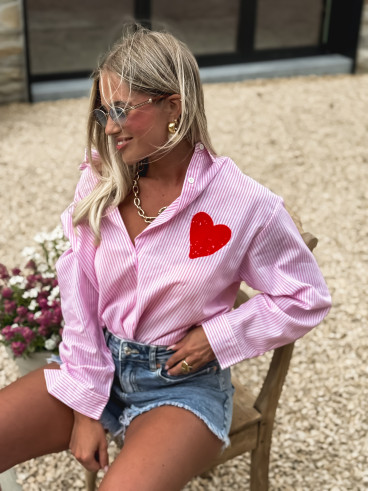 Chemise lignée Ciera - Rose/Blanc