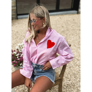 Chemise lignée Ciera - Rose/Blanc