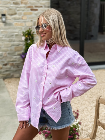 Chemise lignée Enoliane - Rose