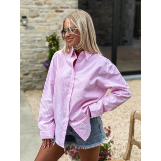 Chemise lignée Enoliane - Rose