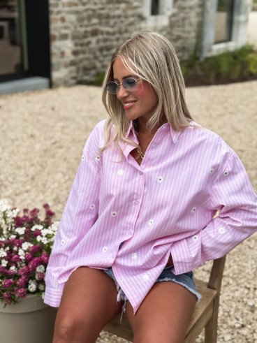 Chemise lignée Enoliane - Rose