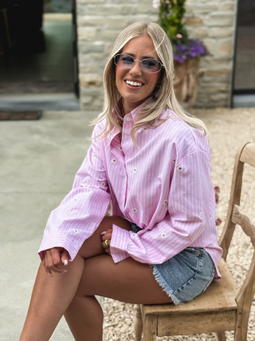 Chemise lignée Enoliane - Rose