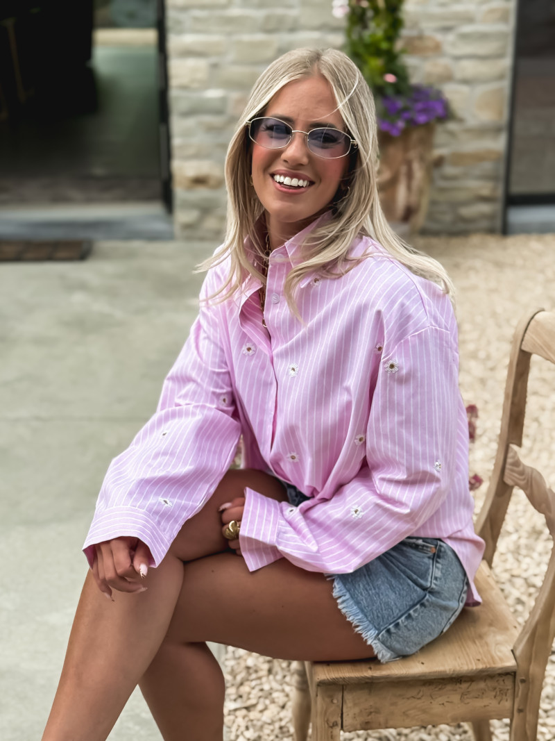 Chemise lignée Enoliane - Rose