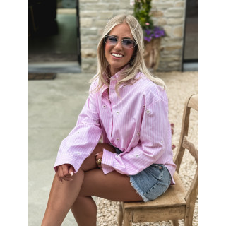 Chemise lignée Enoliane - Rose