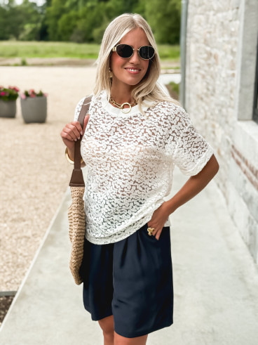 T-shirt en dentelle Haneya - Ecru