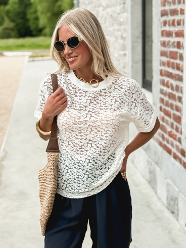T-shirt en dentelle Haneya - Ecru