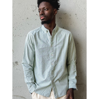 Chemise lignée Corentin - Kaki/Blanc