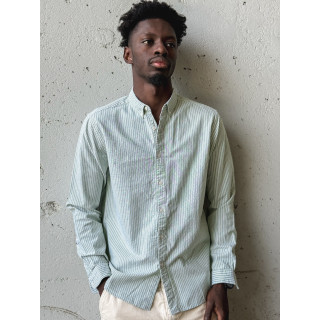 Chemise lignée Corentin - Kaki/Blanc