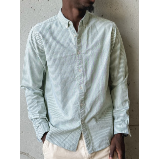 Chemise lignée Corentin - Kaki/Blanc