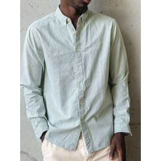 Chemise lignée Corentin - Kaki/Blanc