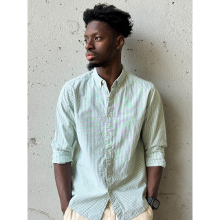 Chemise lignée Corentin - Kaki/Blanc
