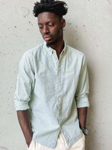 Chemise lignée Corentin - Kaki/Blanc