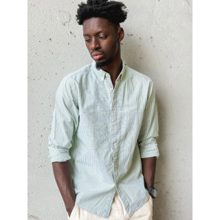 Chemise lignée Corentin - Kaki/Blanc