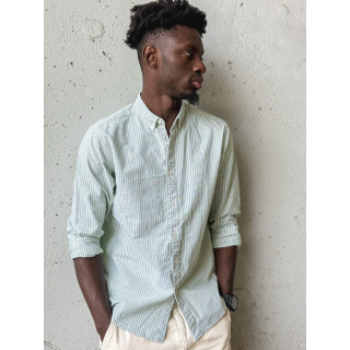 Chemise lignée Corentin - Kaki/Blanc