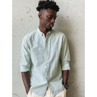 Chemise lignée Corentin - Kaki/Blanc