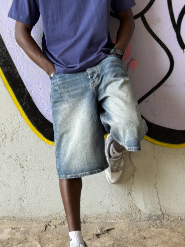 Short en jeans Jordano - Bleu