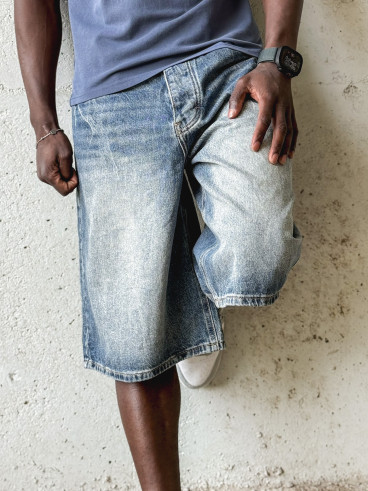 Short en jeans Jordano - Bleu