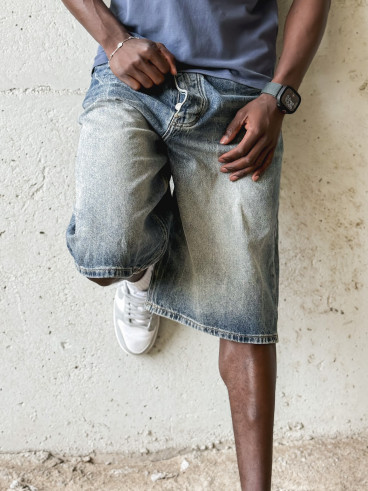 Short en jeans Jordano - Bleu