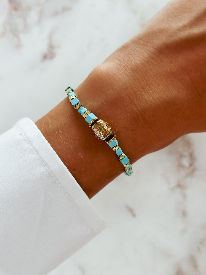 Bracelet Curaçao - Turquoise/Doré