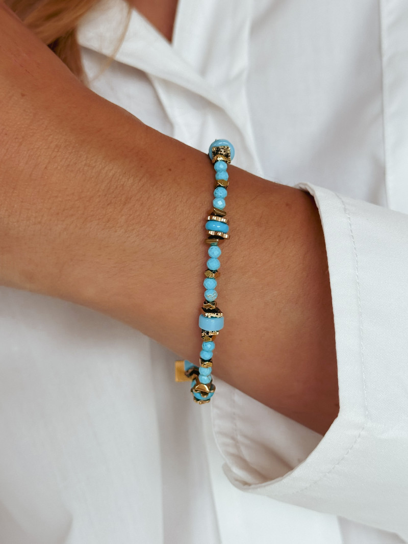 Bracelet Tobago - Turquoise/Doré