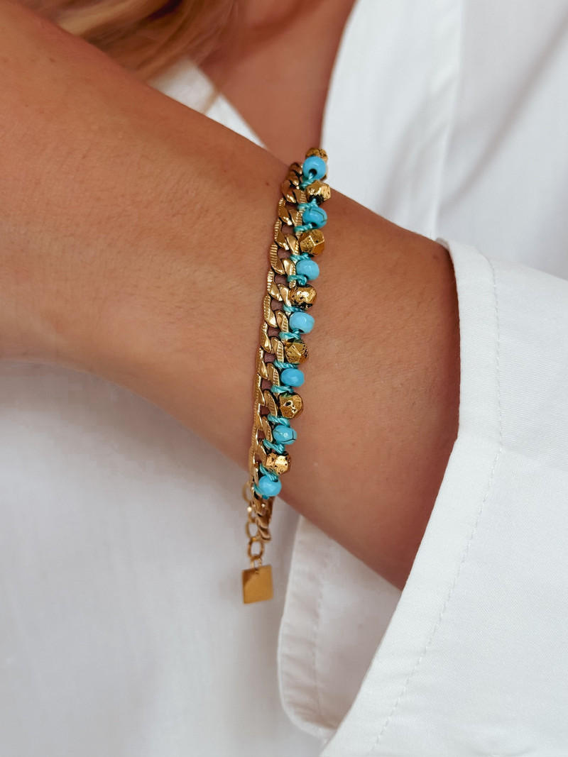 Bracelet Vanuatu - Turquoise/Doré