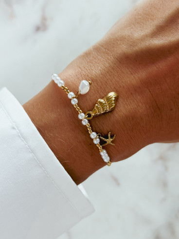 Bracelet Bornéo - Doré/Blanc