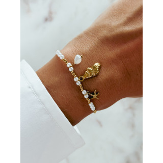 Bracelet Bornéo - Doré/Blanc