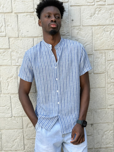 Chemise lignée Gabano - Bleu/Ecru