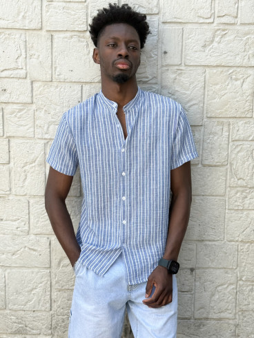 Chemise lignée Gabano - Bleu/Ecru